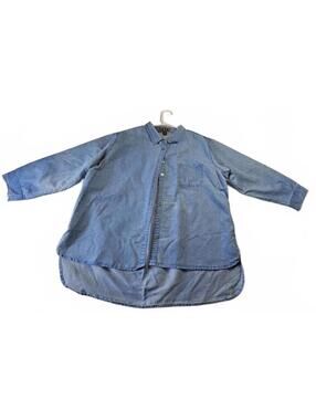 TAXI 3X Light Blue Destressed Denim Shirt, Long Sleeves, Pocket